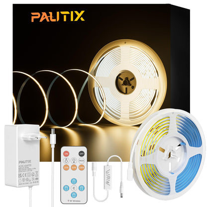 Banda LED PAUTIX COB 5 m 3000K 24V RF Remote CRI93+ Dimmabila