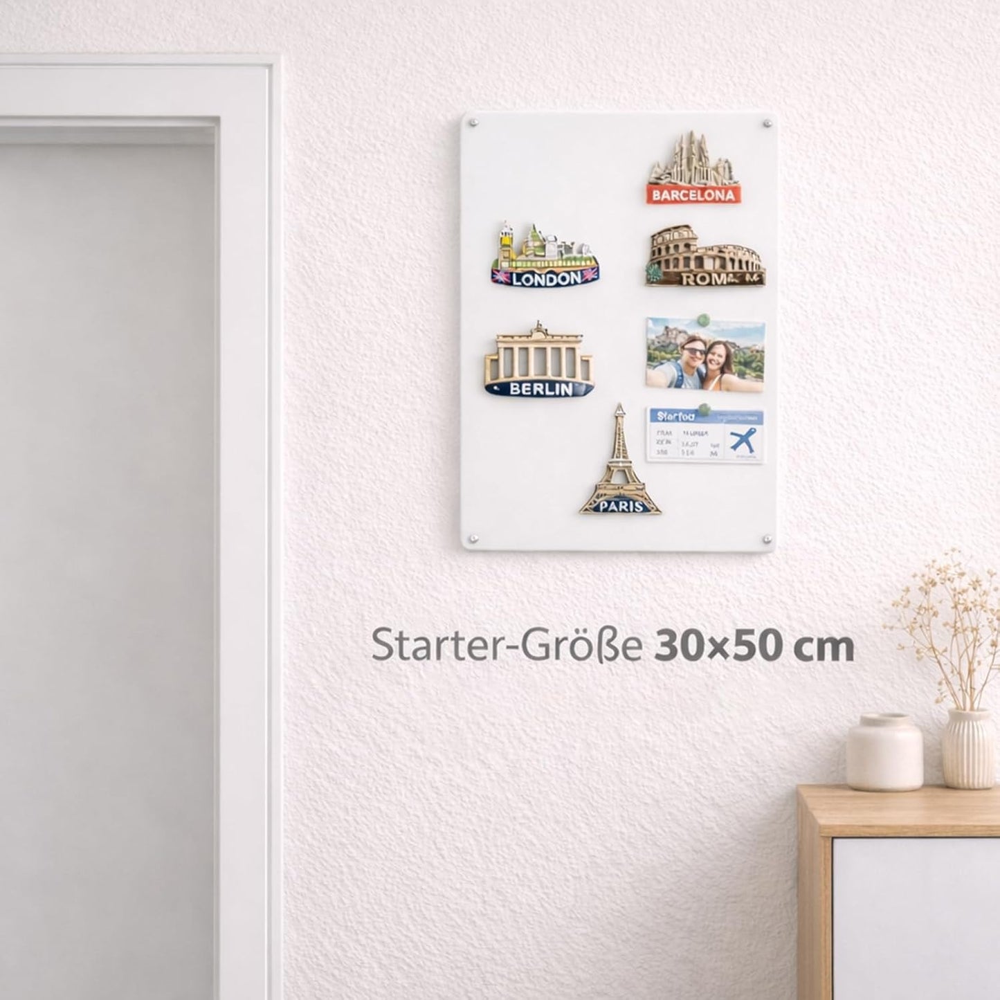 Panou magnetic Qiytecno 30x50 cm alb metalic pentru magneti