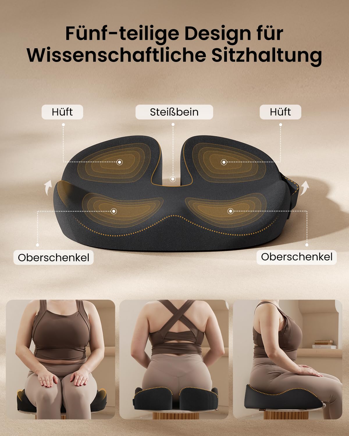 Perna sezut ProtoArc SC Butterfly Memory Foam XL ergonomica neagra