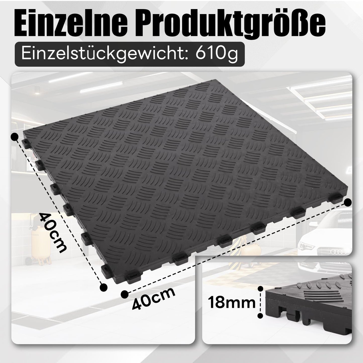 Placi pardoseala garaj uyoyous interconectabile PVC 40x40 cm antiderapante