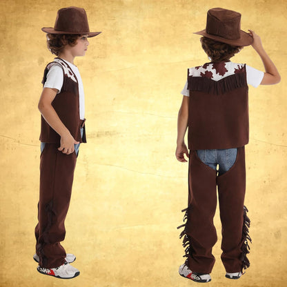 Mrsclaus cowboy costume kids costume luxury western costume with accessories cowboy vest hat bandana birthday