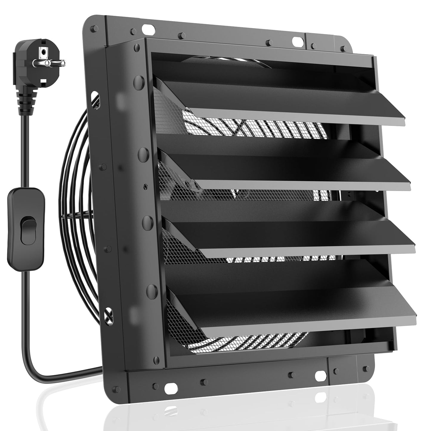 HG Power 250 mm Exhaust Fan Industrial Wall Fan 1100 m³/h Wall Fan with Mesh Sieve Exhaust Fan with EU Plug Aluminium Window Fan for Basement Garage Kitchen