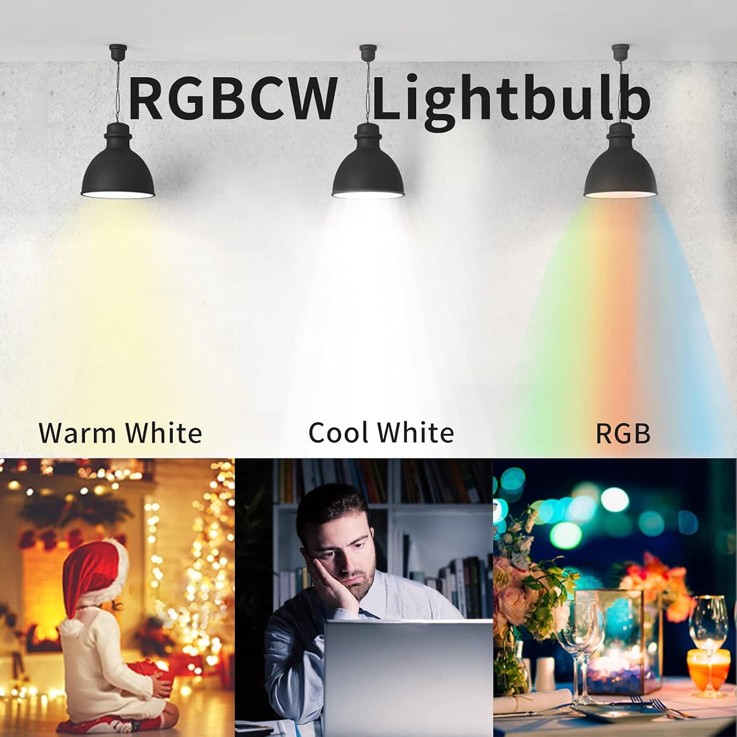 Fitop Alexa Smart Light Bulbs, E14 WiFi LED Lamps, Dimmable Light Bulb, 4.9 W, 470 Lm + 2700-6500 K + RGB 16 Million Colours, App Control, Compatible with Alexa/Google Home, Voice Control, Pack of 2