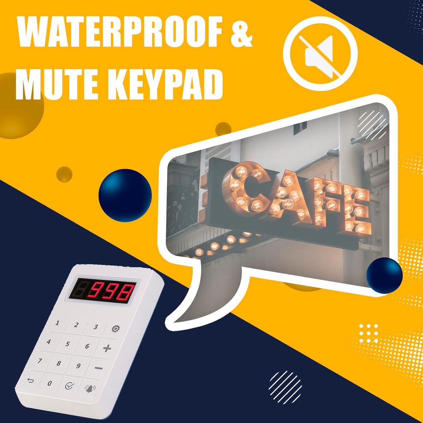 Retekess TD158 Pager Call System, 30 Restaurant Pager System, Outdoor 500 M, LED Tube Display, 4 Call Modes, 1-250s Call Time, Gastro Pager for Food Truck, Hotel, Bar