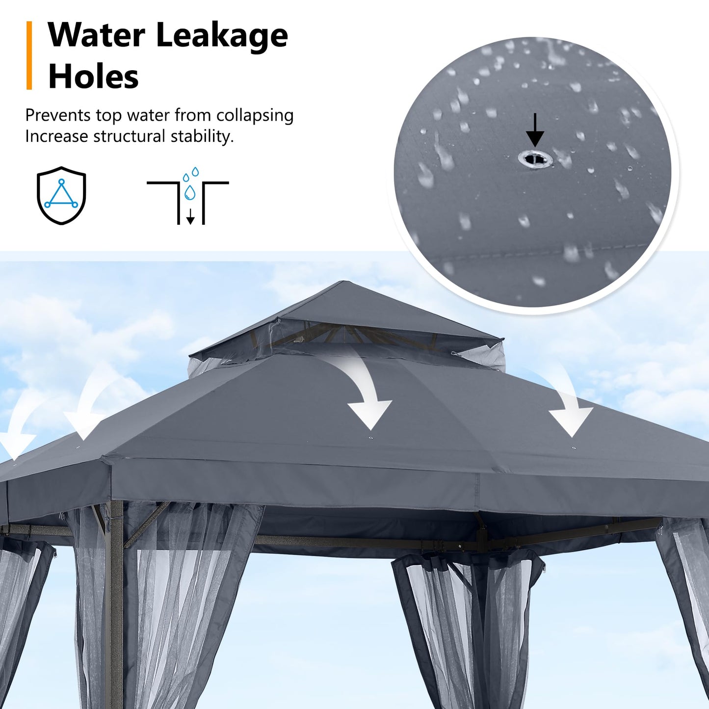 Foisor ABCCANOPY DP Gazebo26 2.5x2.5 m, plasa, impermeabil