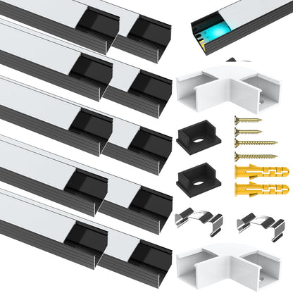Profil LED Angdarun Aluminium 1 m U-shape 16 mm, negru-alb