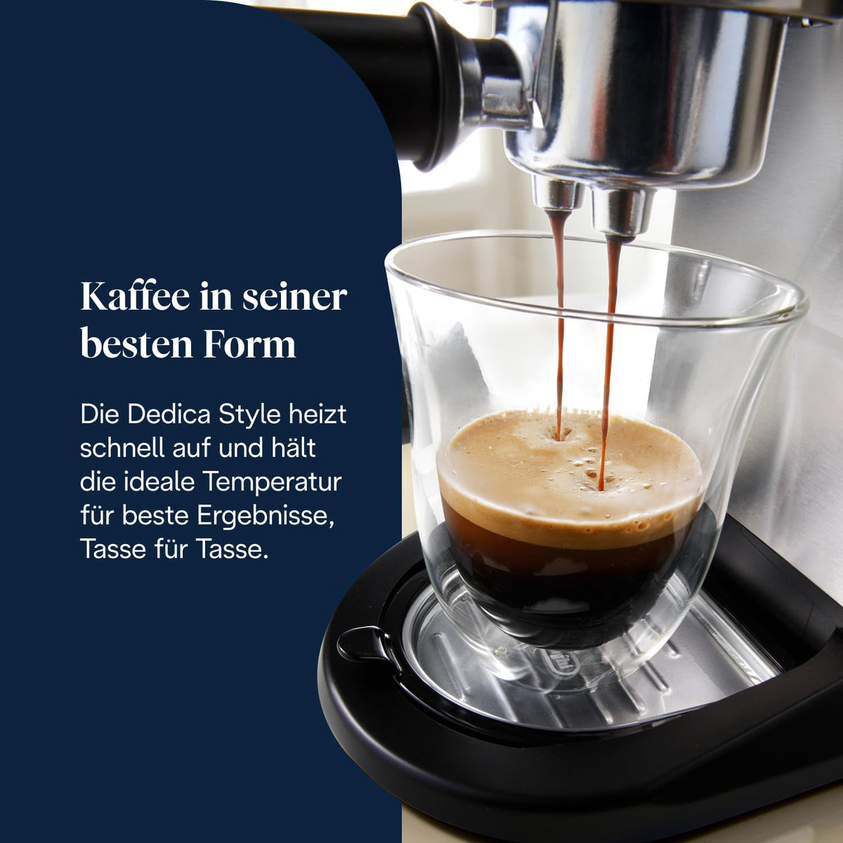 Espressor De'Longhi Dedica Style cu spumare manuala a laptelui, metal