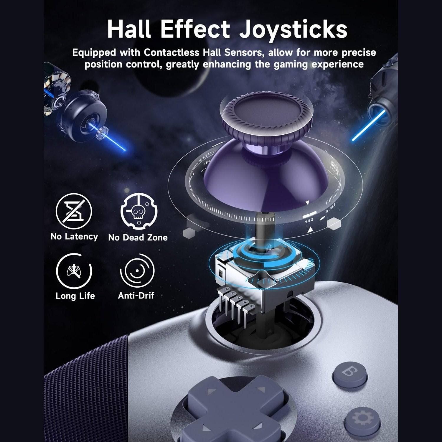 EasySMX X10 PC Controller - No Stick Drift, No Dead Zone Wireless Controller for PC, Steam and Switch - Upgraded Bluetooth controller with Four Hall Effect - include a Swappable Faceplate