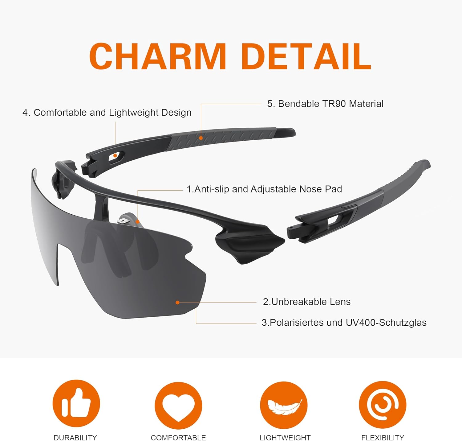 suoso Cycling Glasses-Polarised-Sports Sunglasses-Running Sunglasses-Mens-Womens-Mtb Goggles-Wrap Around Sunglasses-Bike Glasses-For Motorbike Bicycle Skiing Racing