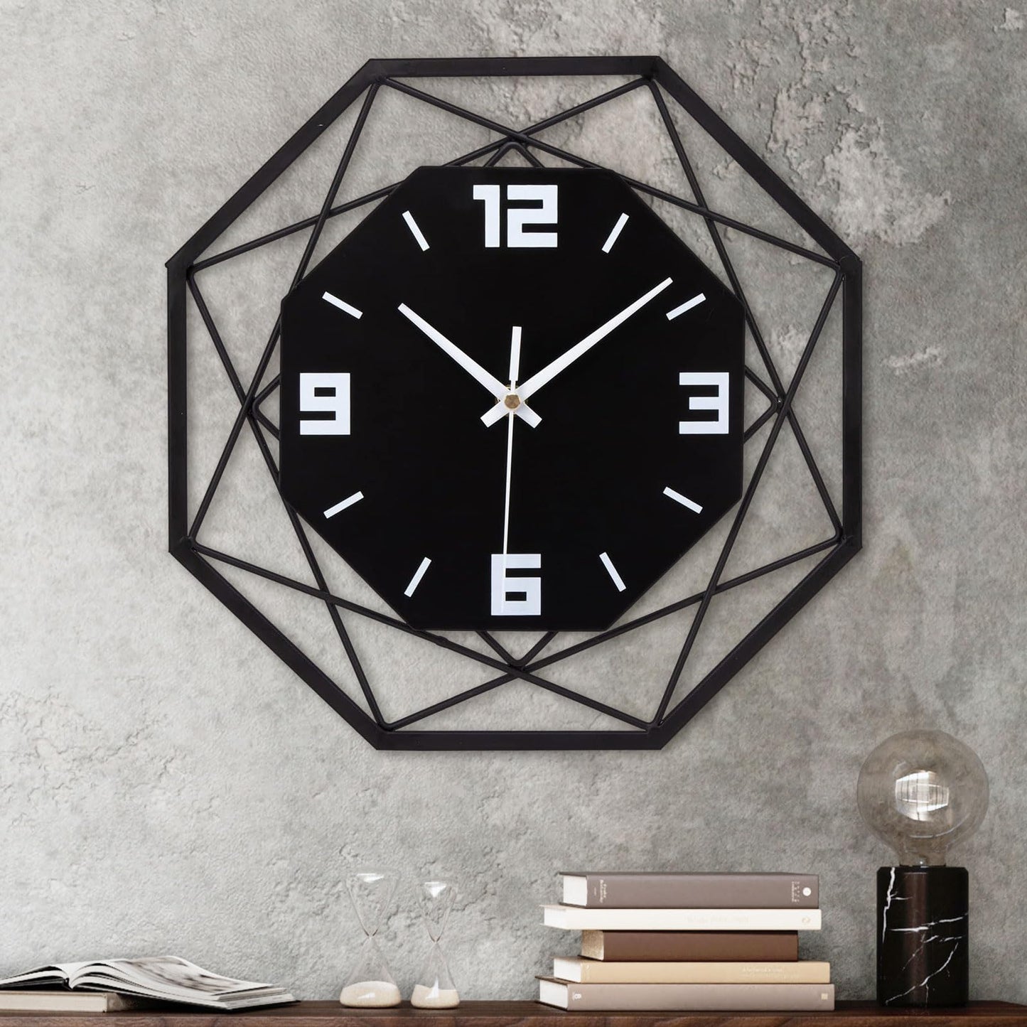 Ceas de perete VIVILINEN 58cm metal negru silentios analog