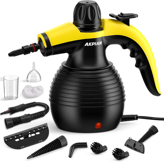 Handheld Steam Cleaner, Steam Cleaner, Cleaning Steamer, Portable Multi-Purpose Steam Cleaner with Safety Lock and 10 Piece Accessory Kit for Removing Dirt, Grease