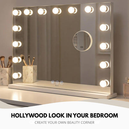Oglinda cosmetica Bayt Hollywood 58x46 cm 10x magnification alba