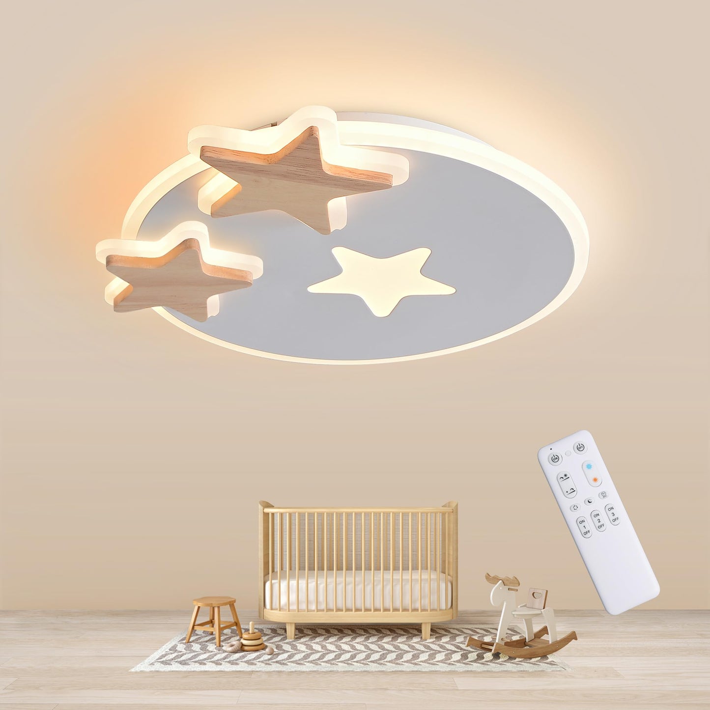 YUEEU PE soveværelse lampe børneværelse lampe loft LED loftslampe børneværelse 40 cm sky loftslampe børnelampe, dæmpbar sky lampe med fjernbetjening, loftslamper til børn, babyværelse