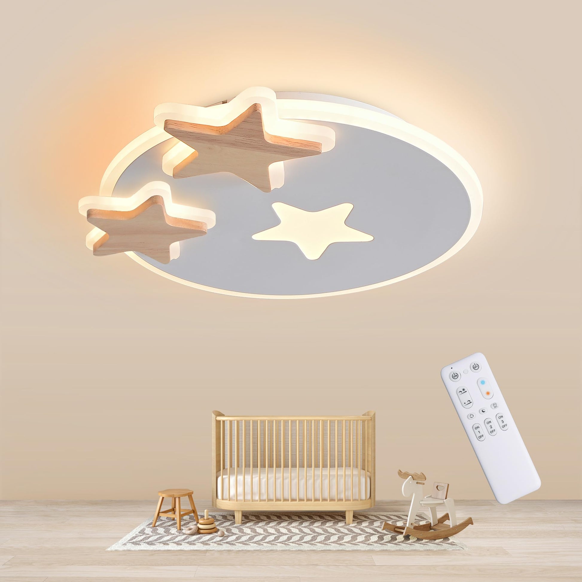 YUEEU PE soveværelse lampe børneværelse lampe loft LED loftslampe børneværelse 40 cm sky loftslampe børnelampe, dæmpbar sky lampe med fjernbetjening, loftslamper til børn, babyværelse