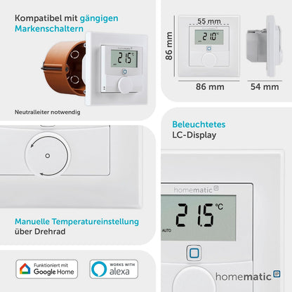 Termostat de perete Homematic IP cu iesire de comutare pentru intrerupatoare de marca