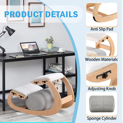 Scaun ergonomic genunchi MallVitally Ajustable din lemn alb