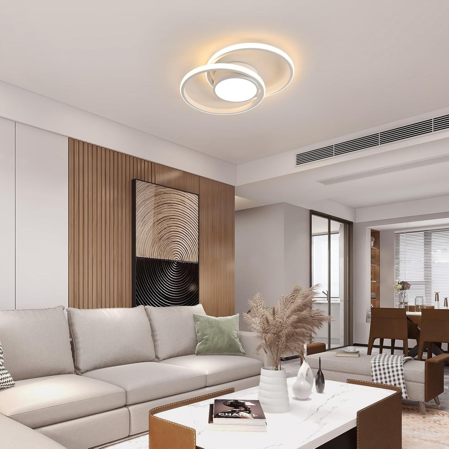 DELIPOP Ceiling Light LED Dimmable with Remote Control / App, 40 W Modern Ceiling Light Round White LED Lamp for Bedroom, Living Room, Kitchen, Dining Room