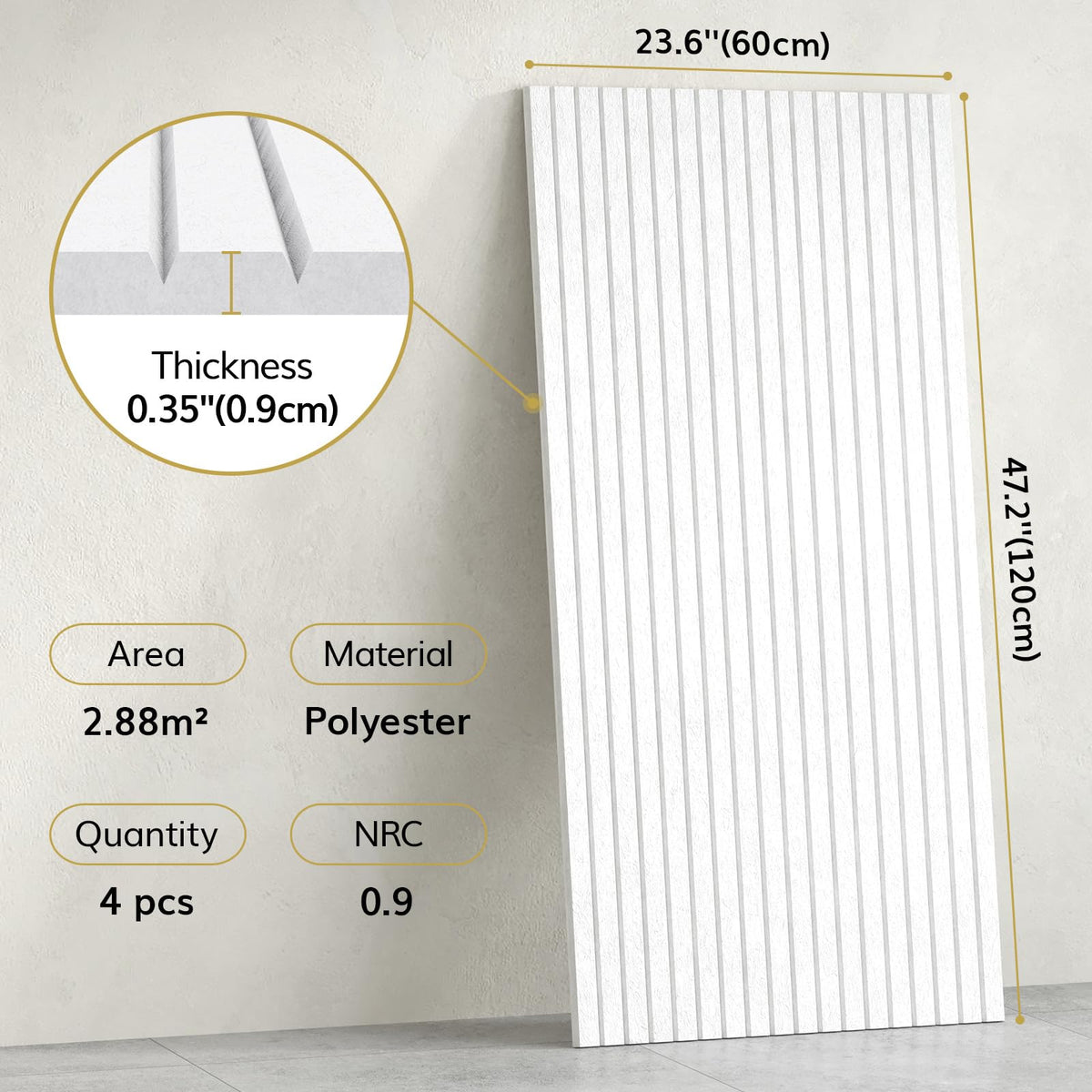 Panouri acustice TONOR 4 Pack 121.9 x 59.9 cm autoadezive