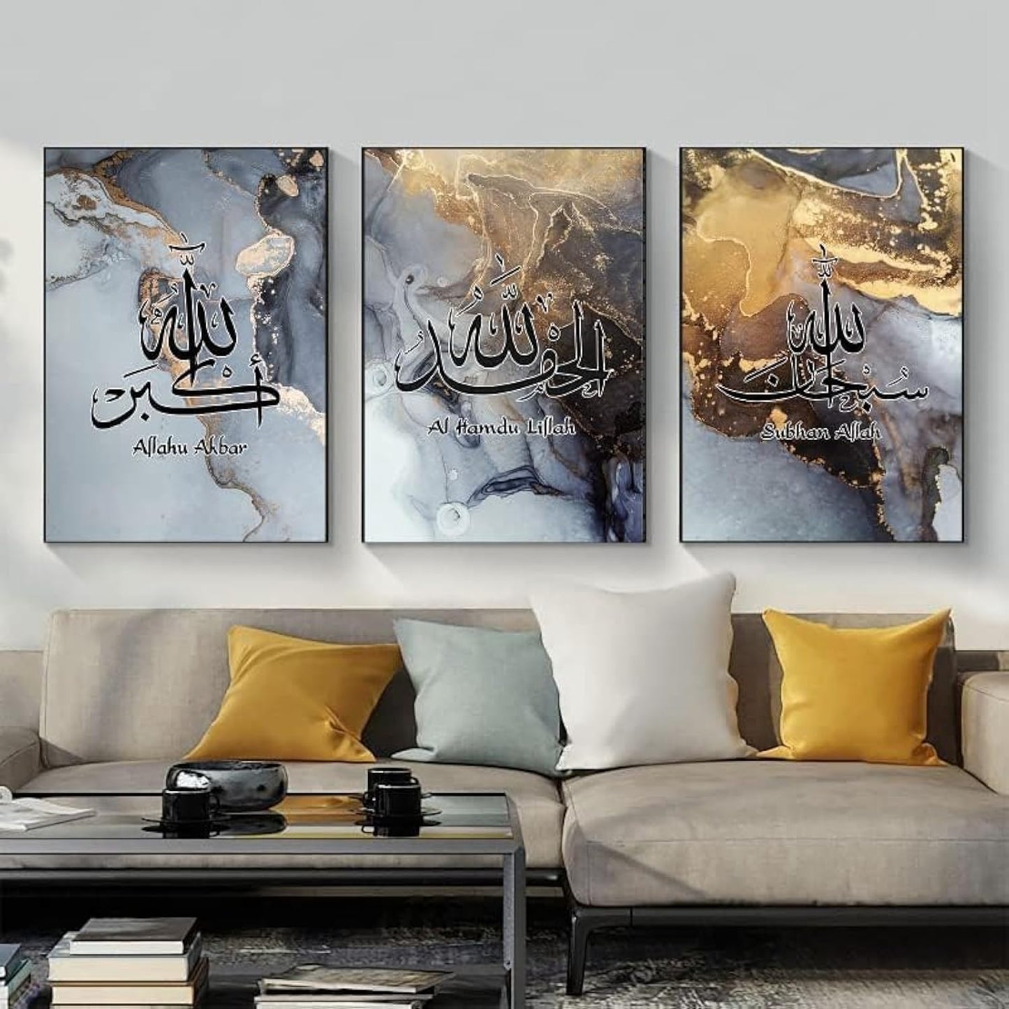 Tablou QPLGTU Marble Canvas Painting 60x90 cm, set 3 piese