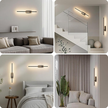 Set 2 aplice LED de interior Coinmit 18 W, 60 cm, negre, cu telecomanda