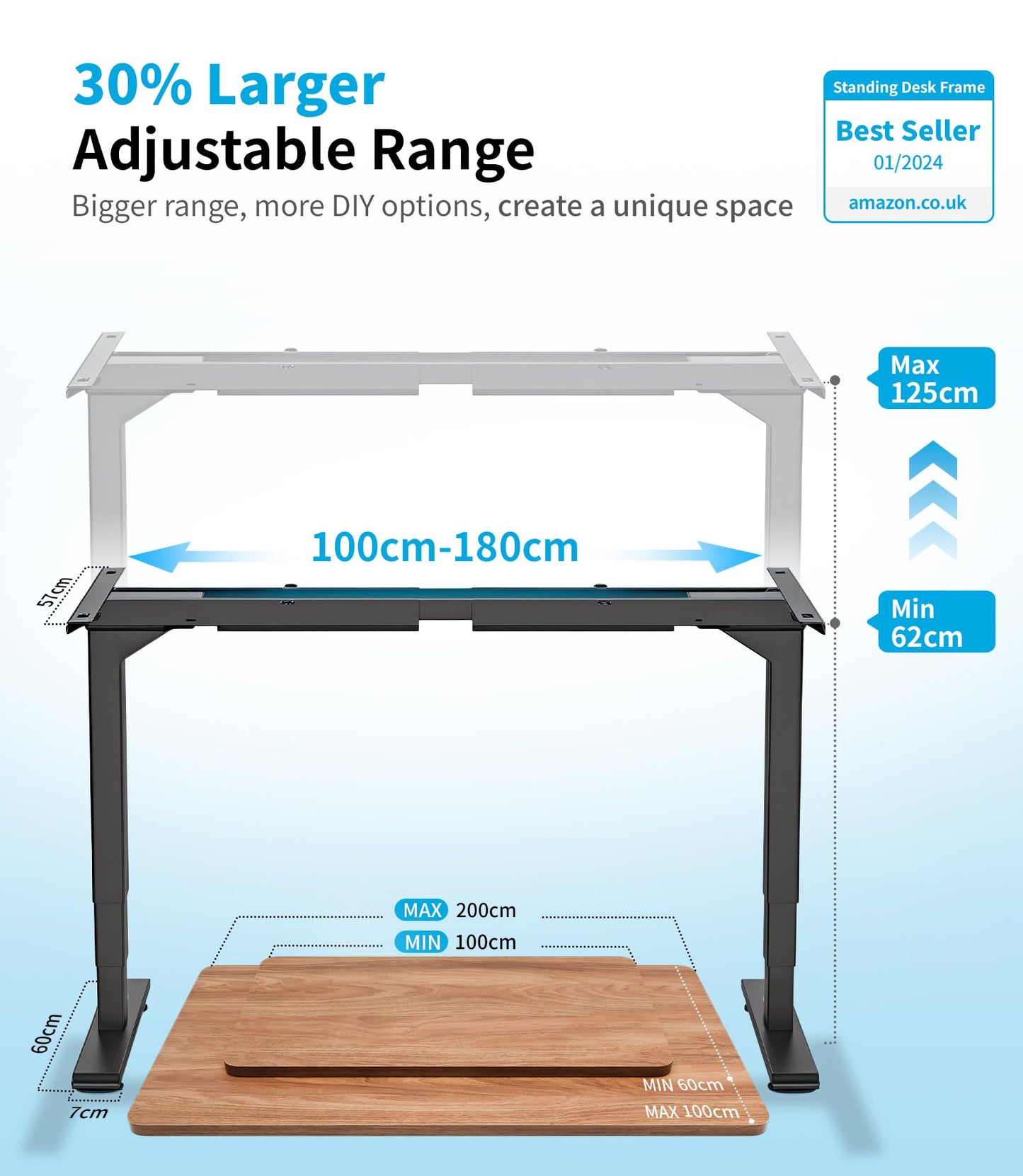 Birou reglabil MAIDeSITe T2 Pro Plus 2 motoare, 125 kg