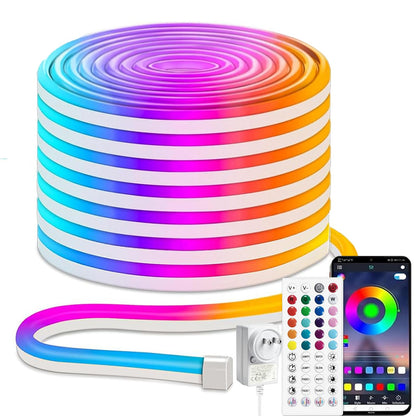 Banda LED Neon RGB 10m iNextStation, 24V waterproof, Music Sync, control aplicatie