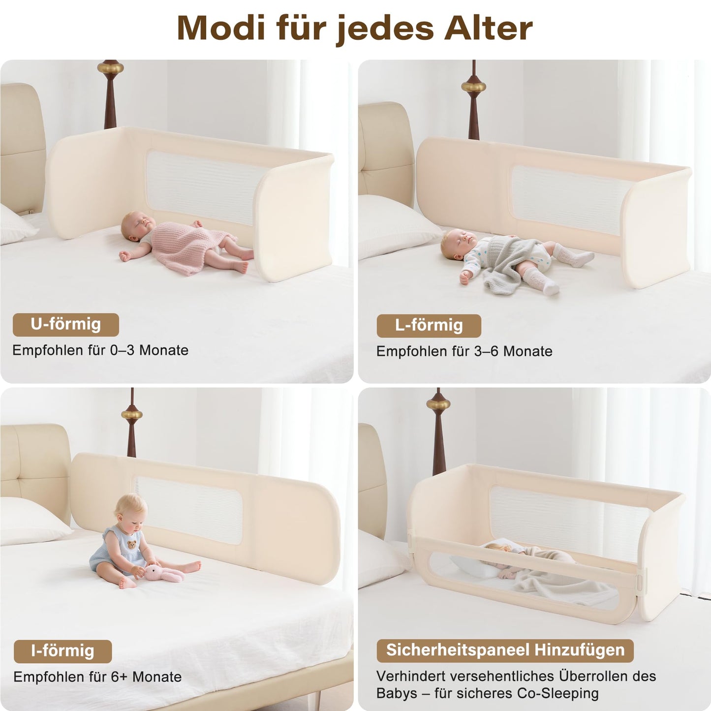 Protectie pat BabyAlly TA12-G 2 in 1 pliabila 185 cm crem