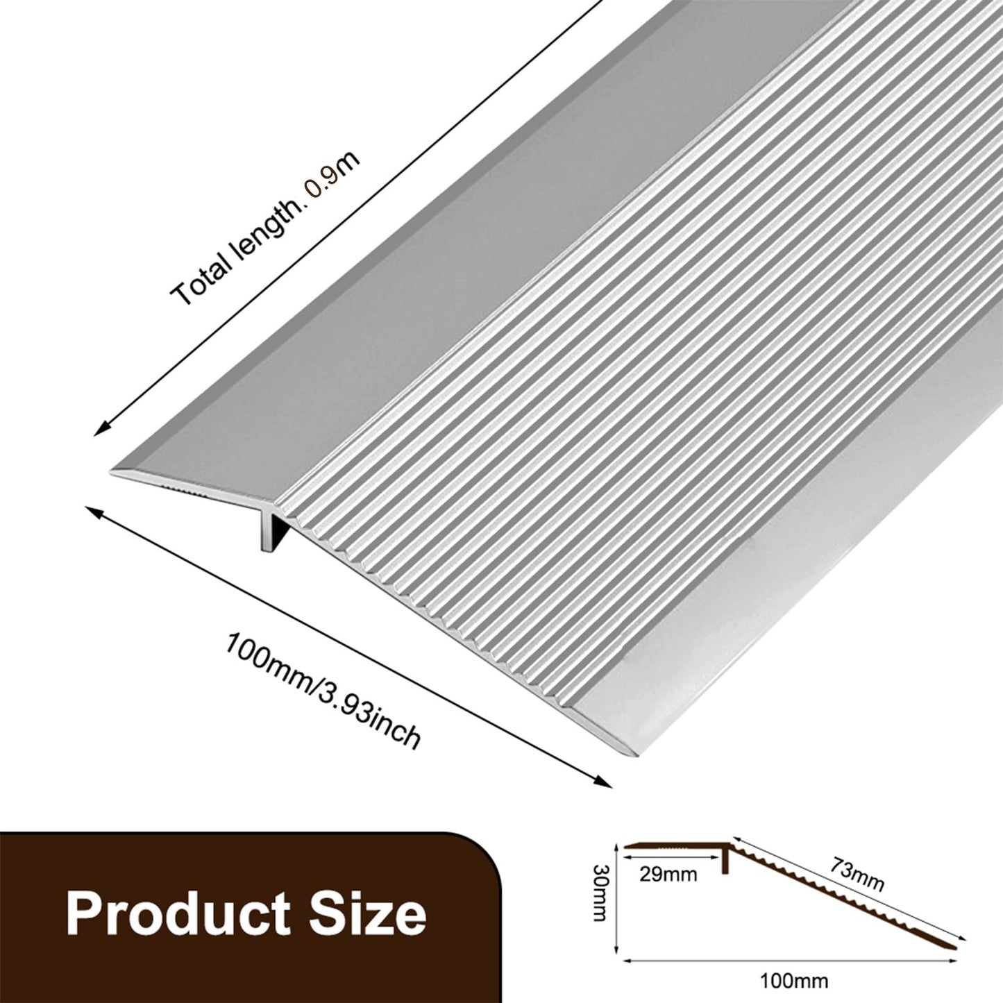 Profil trecere EUBSWA aluminiu autoadeziv 10-35 mm, 90 cm