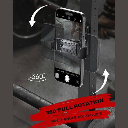 APPS2Car Gym Magnetic Phone Holder, 360 Adjustable, Compatible with 4.7-6.5" Smartphones, Alloy Base and Joint, Black