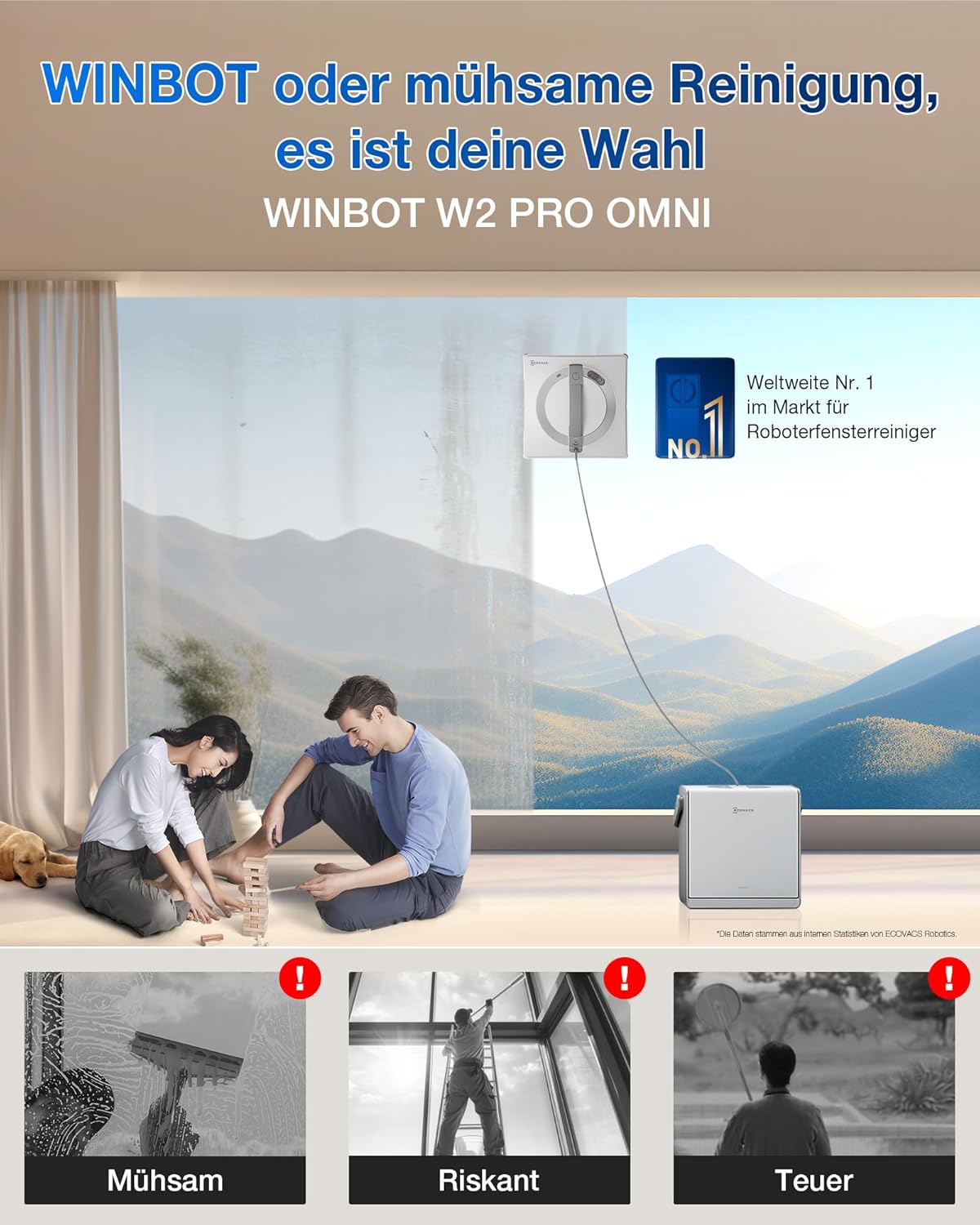 Robot de curatare geamuri ECOVACS WINBOT W2 PRO OMNI cu statie multifunctionala
