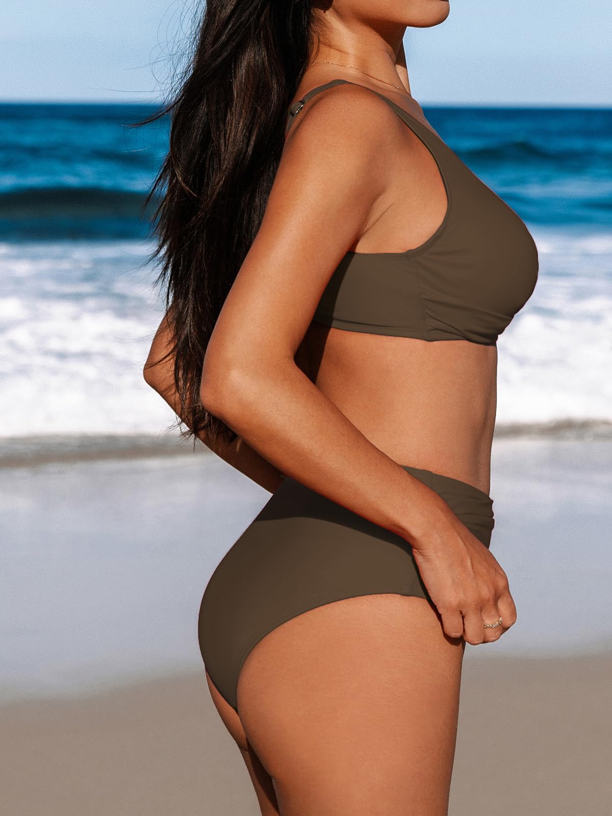 Costum de baie - S CUPSHE Bikini Set talie inalta cu sarma