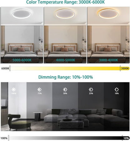MOONSEA Ceiling Light LED Ceiling Light Dimmable 28 W Ceiling Light Bedroom 3000 K 6000 K Indirect Ceiling Light Round for Bedroom Children's Room Kitchen Dining Room White Diameter 41.5 cm