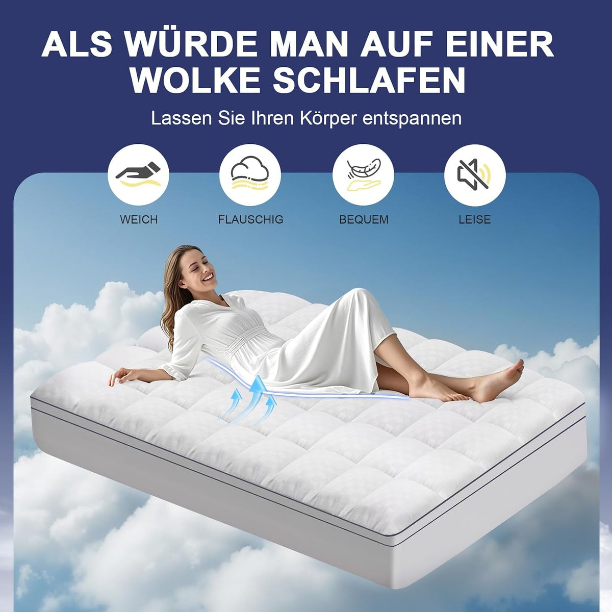 Topper Autsel 3D Topper 160 x 200 cm Microfibre 1200 GSM moale