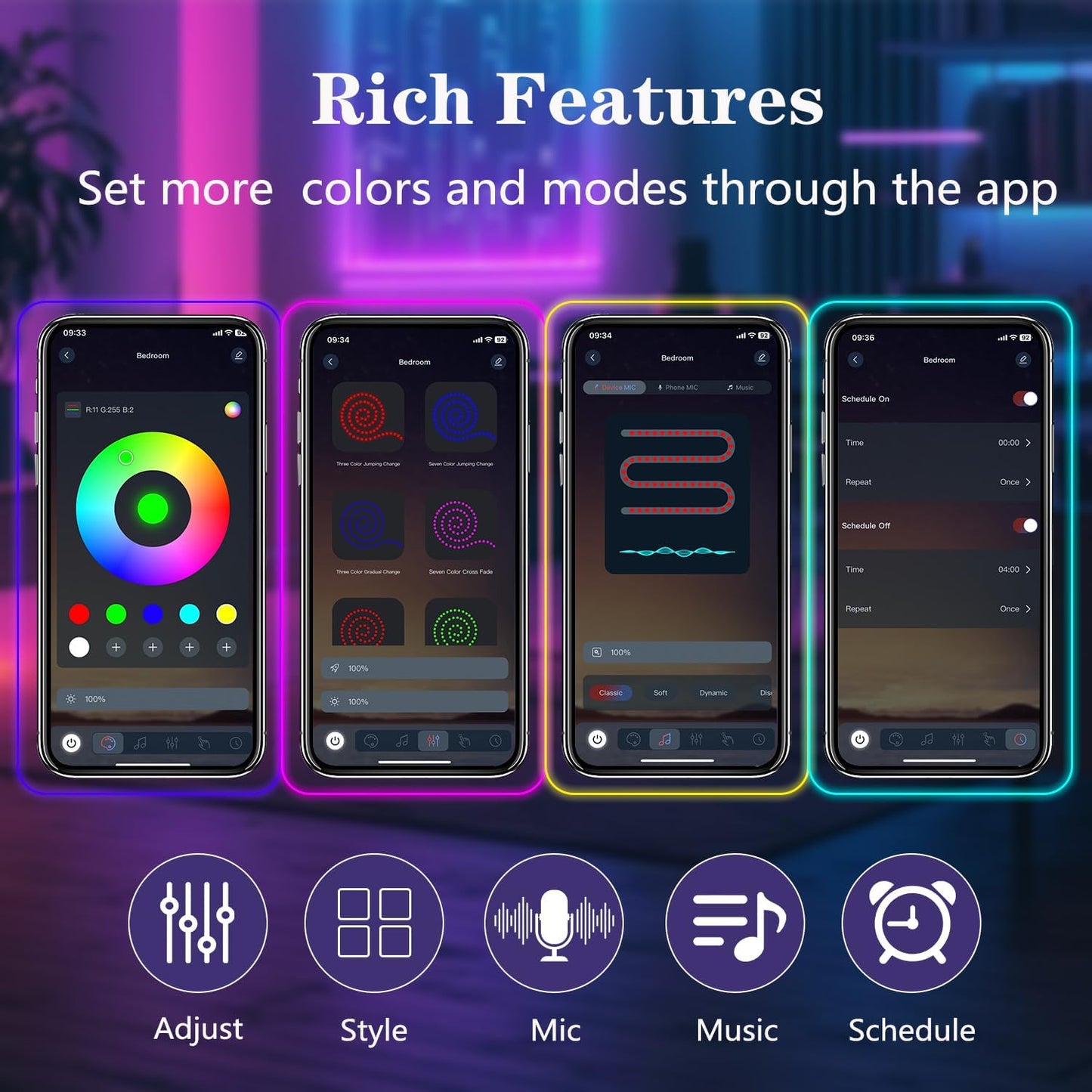 httpsmp 12M RGB Neon LED Strip Lights, Musik Sync, 24V Flexible Streifen mit App/Fernbedienung anwendbar auf Schlafzimmer, Raum & Außendekoration
