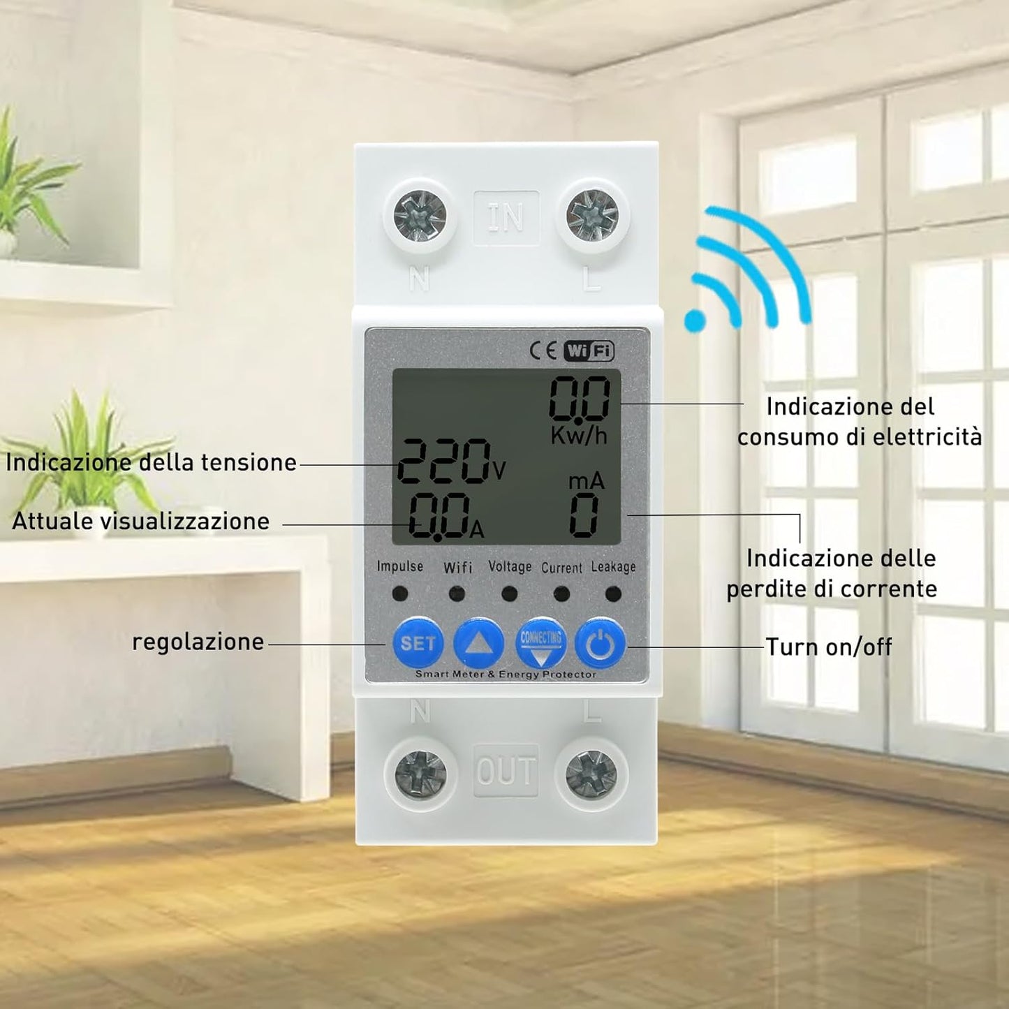 JOYELEC Smart WiFi Electric Meter Consumption Meter 63A 220V Real-time Monitoring, Time Switch Function, Overvoltage and Low Voltage Protection