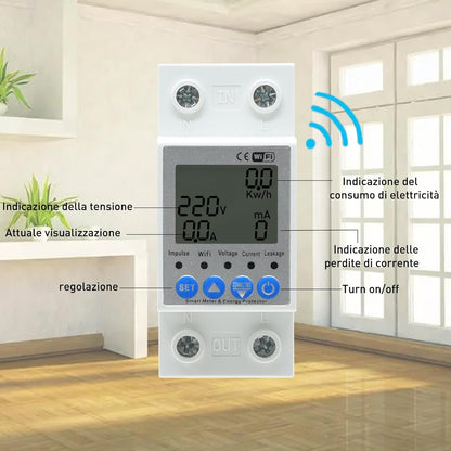 JOYELEC Smart WiFi Electric Meter Consumption Meter 63A 220V Real-time Monitoring, Time Switch Function, Overvoltage and Low Voltage Protection