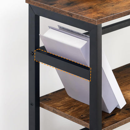 Etajera tip scara HOOBRO cu 3 niveluri, 60 x 28 x 81 cm, maro rustic si negru