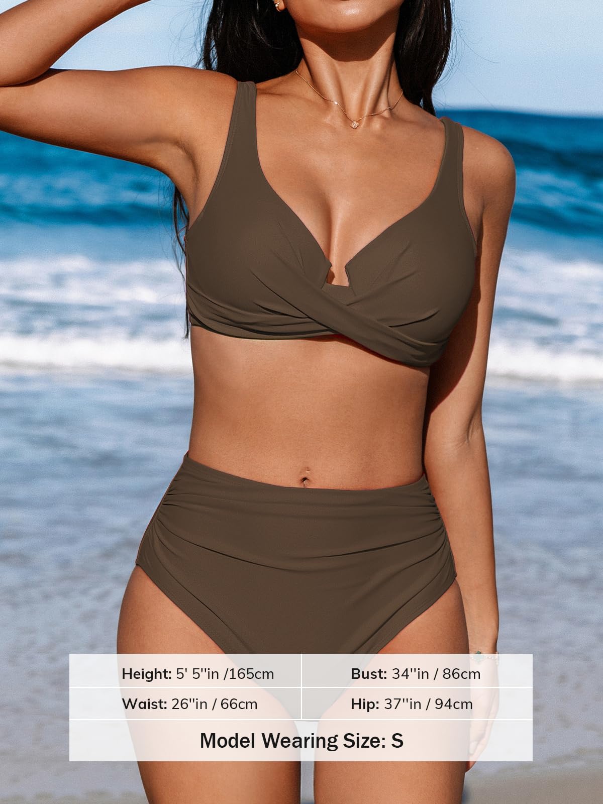 Costum de baie - S CUPSHE Bikini Set talie inalta cu sarma