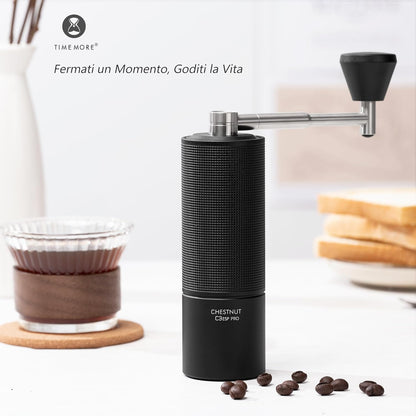 Chestnut C3 ESP PRO, TIMEMORE Kaffeemühle Manuell, Upgrade Integrierte Ganzmetallgehäuse, Handkaffeemühle für Espresso bis French Press, Schwarz