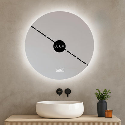 Oglinda baie Bayt 60 cm LED 3 moduri anti-aburire dimabila
