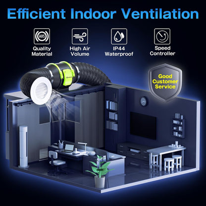 Ventilator inline 100 mm Hon&Guan cu mufa EU, silentios pentru evacuare