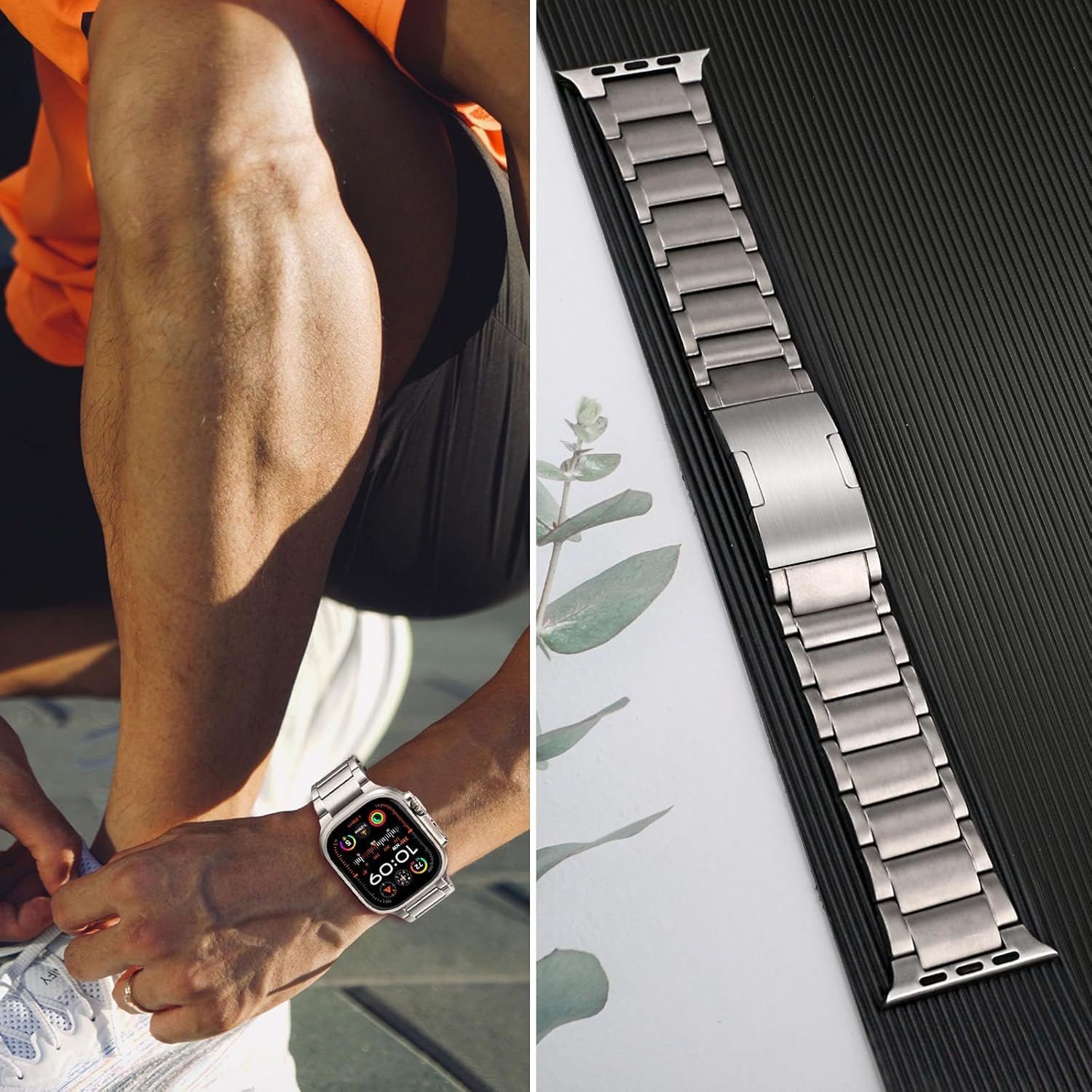 TRUMiRR 49 mm 46 mm 45 mm 44 mm 42 mm (Series 3 2 1) Compatible with Apple Watch Strap Titanium, Stainless Steel Link Bracelet Titanium Replacement Straps for iWatch Ultra 2/Ultra, Series 10/9/8/7/6/5