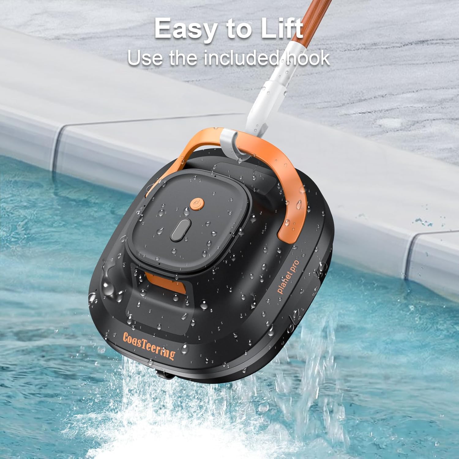 CoasTeering Pool Robot, Wireless Pool Vacuum Cleaner Battery, 120 Minutes Cleaning Time, 2 Brushless Motors, Self-Parking, One-Touch Start, Pool Cleaner for Above Ground Pools up to 120 m²