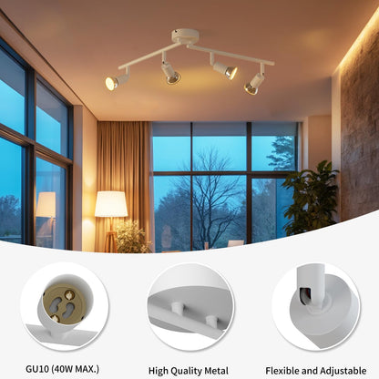 Spotlight plafon LVWIT 4 Way GU10 40W, alb, metal