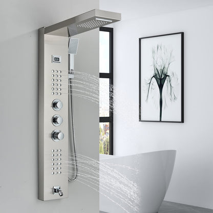Panou dus cu termostat 5 functii inox nickel brosse