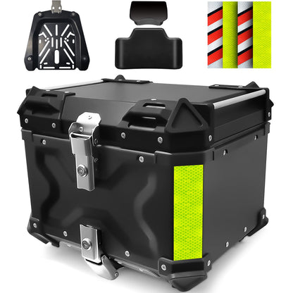 Top case motocicleta VOKKA 45L aluminiu negru impermeabil pentru motocicleta