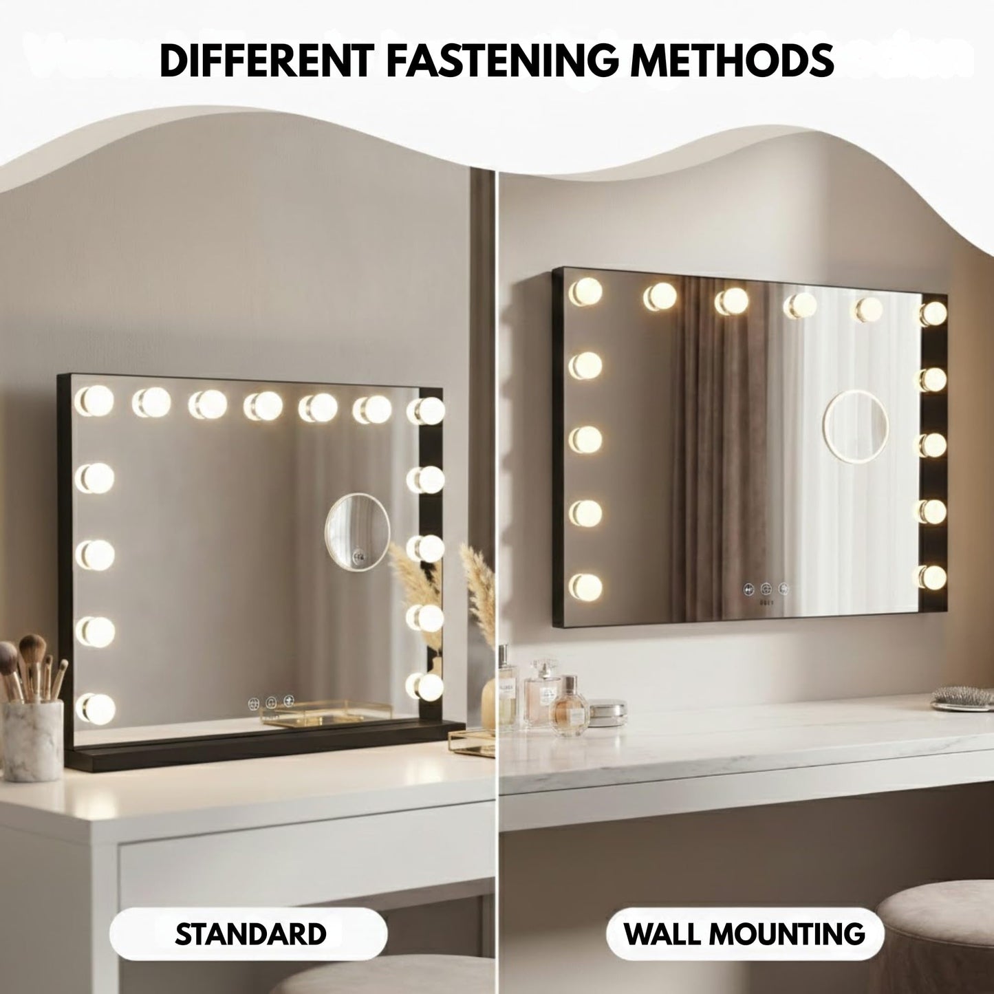 Oglinda cosmetica Bayt Hollywood 58x46 cm LED 10x magnifiere