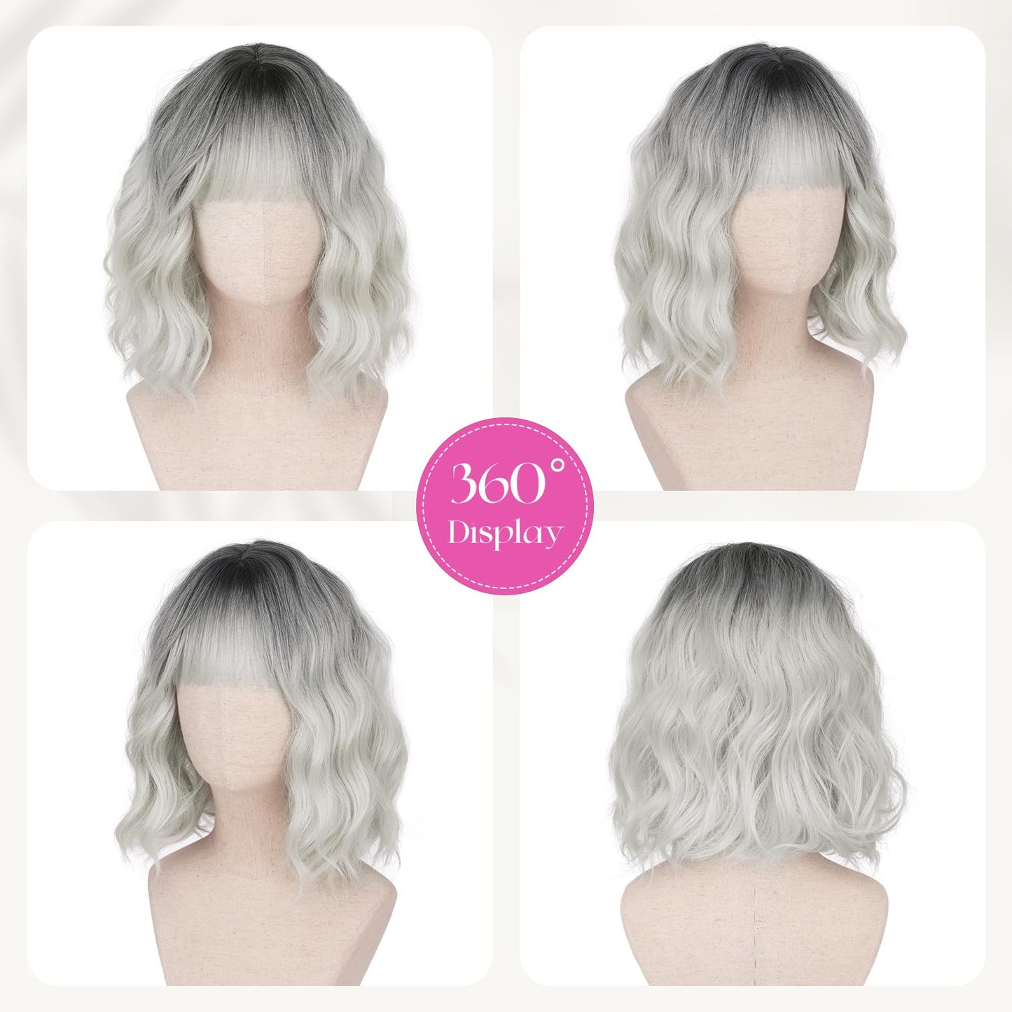 Peruca Sofeiyan Bob Wavy cu Breton 30 cm Fibra Kanekalon