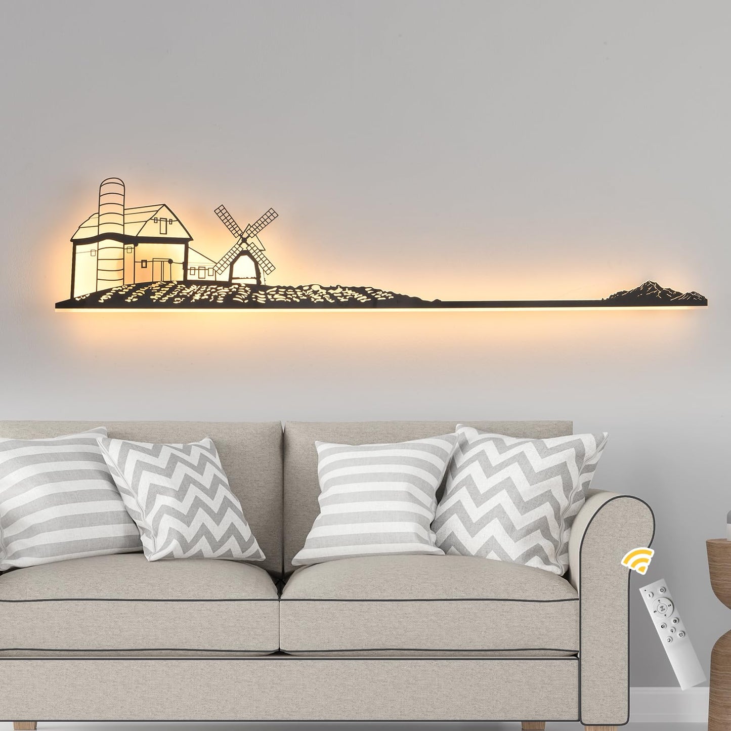 Aplica LED GEADI 115cm 16W cu telecomanda, dimabila, aurie