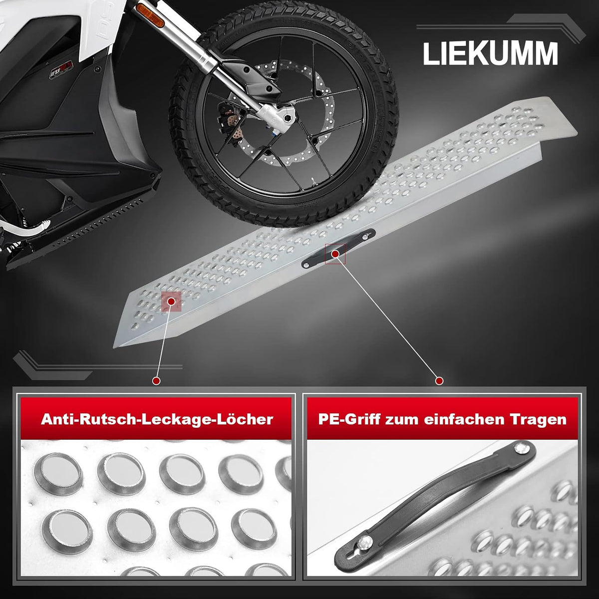 Set 2 rampe LIEKUMM din otel, 120 cm, capacitate 600 kg, inaltime utilizare max. 48 cm